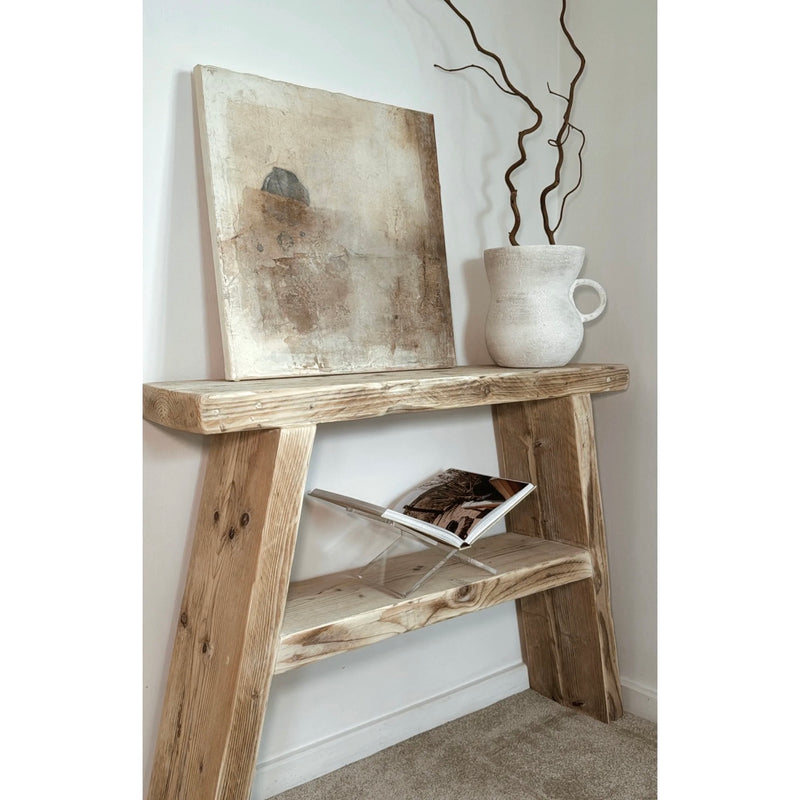 Slim Reclaimed Wood Console Table | With Shelf